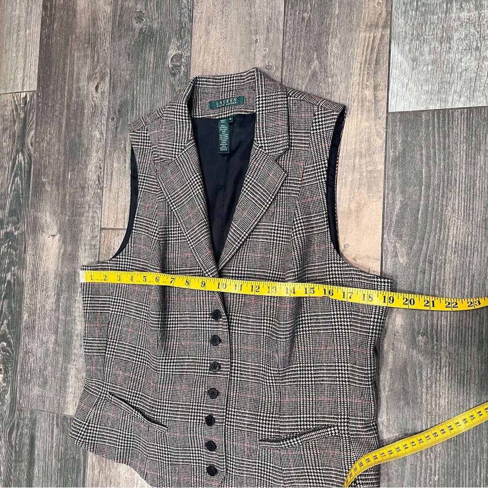 Lauren Ralph Lauren Sz 14 Glen Plaid Herringbone Wool Angora Vest Waistcoat - Picture 7 of 11